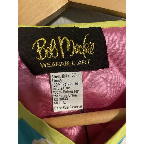 Bob Mackie Wearable Art Womens Quilted Jacket Large Colorful Silk Open Front Art - Picture 4 of 10